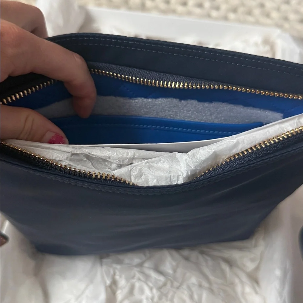 NWT Tory Burch Navy Nylon Crossbody Bag Blue Trim Gold Hardware